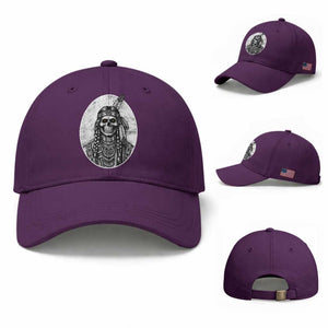 Vintage Gothic Skull Warrior Baseball Cap Native American Feather Chief