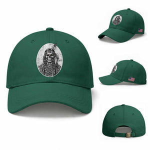 Vintage Gothic Skull Warrior Baseball Cap Native American Feather Chief