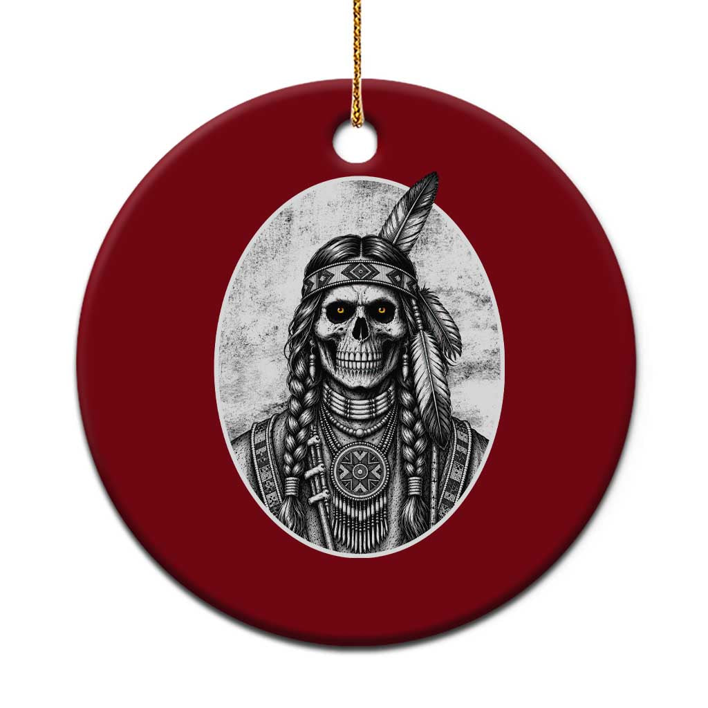 Vintage Gothic Skull Warrior Ceramic Ornament Native American Feather Chief TS12 1pc Red Print Your Wear