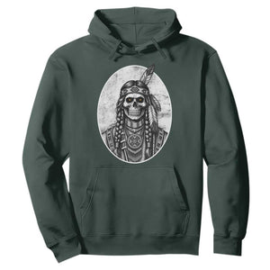 Vintage Gothic Skull Warrior Hoodie Native American Feather Chief