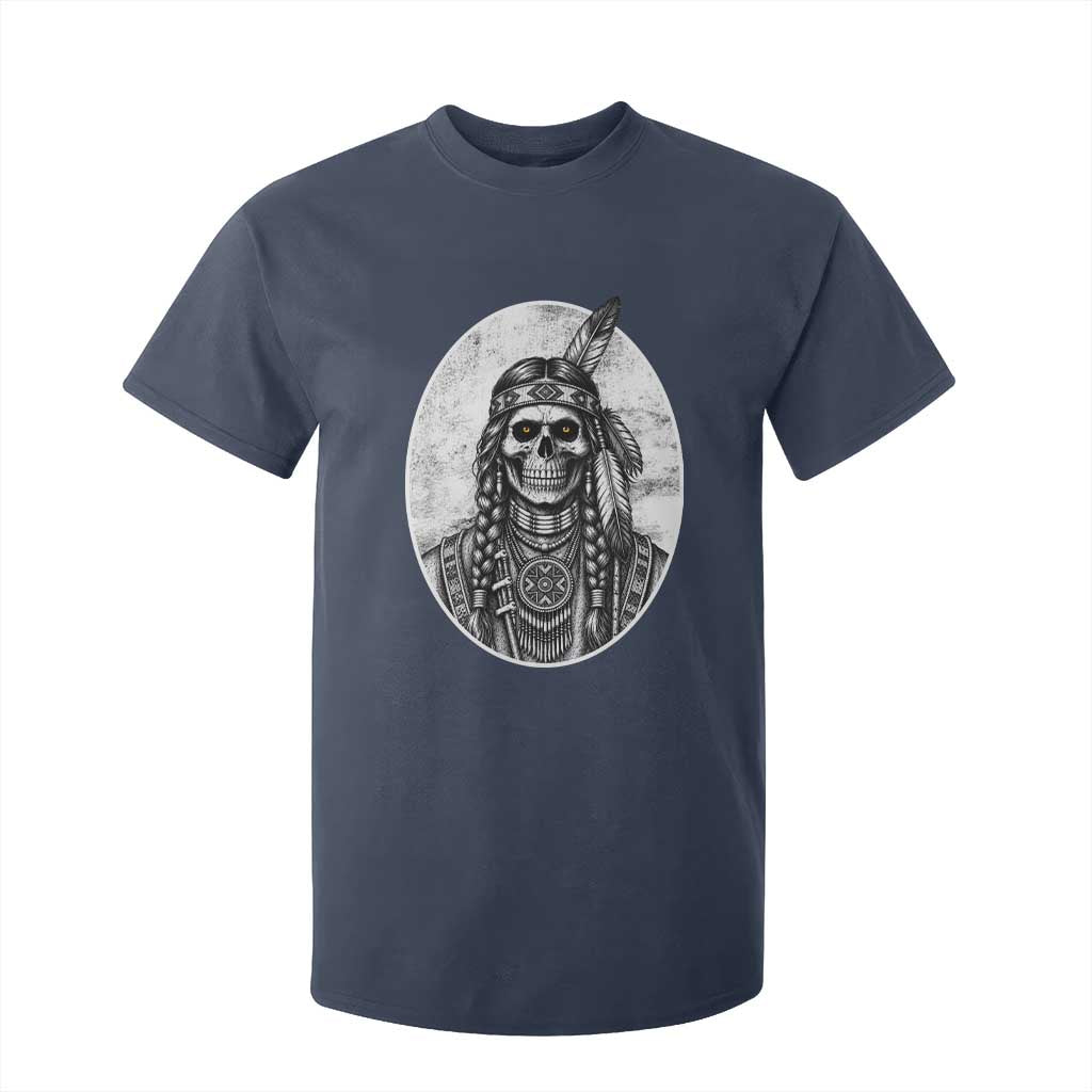 Vintage Gothic Skull Warrior T Shirt For Kid Native American Feather Chief