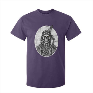Vintage Gothic Skull Warrior T Shirt For Kid Native American Feather Chief