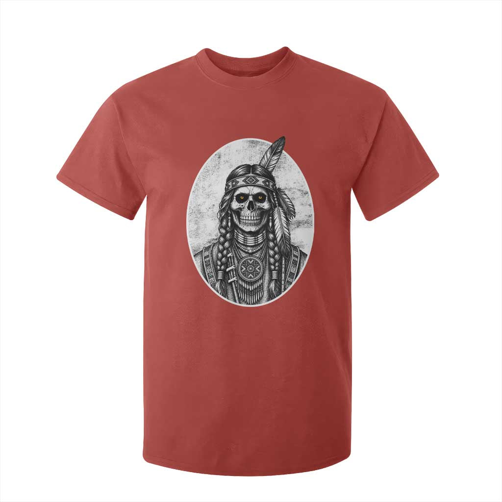 Vintage Gothic Skull Warrior T Shirt For Kid Native American Feather Chief