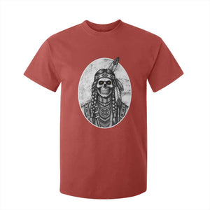 Vintage Gothic Skull Warrior T Shirt For Kid Native American Feather Chief