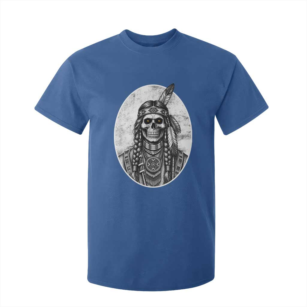 Vintage Gothic Skull Warrior T Shirt For Kid Native American Feather Chief