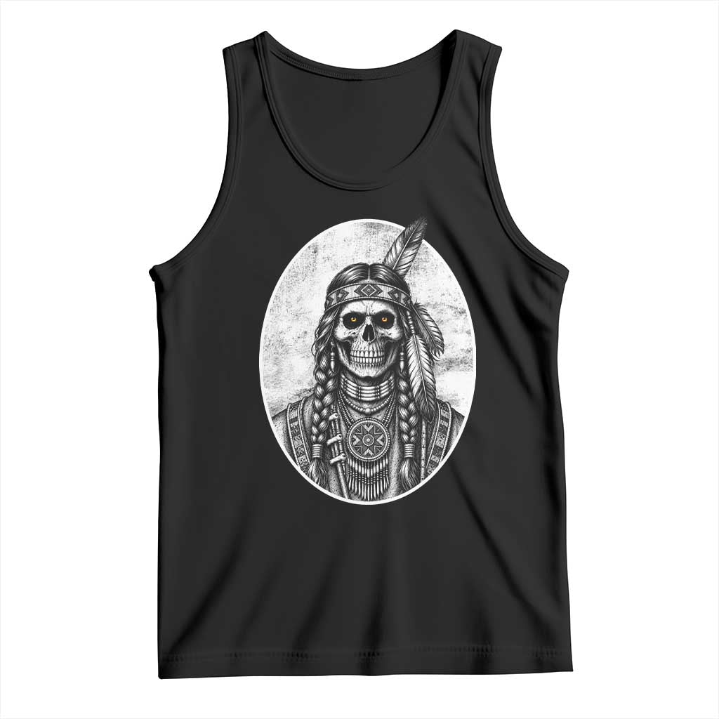 Vintage Gothic Skull Warrior Tank Top Native American Feather Chief TS12 Black Print Your Wear