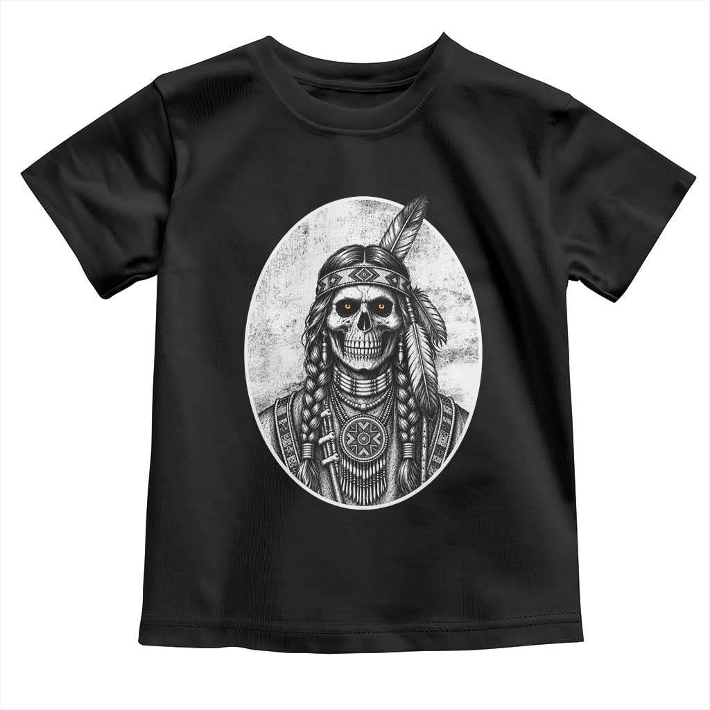 Vintage Gothic Skull Warrior Toddler T Shirt Native American Feather Chief TS12 Black Print Your Wear