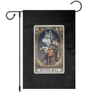 Sitting Bull Native American Chief Garden Flag Vintage Tarot Card Illustration