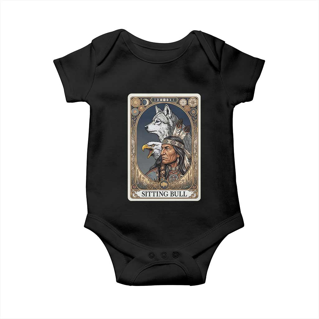 Sitting Bull Native American Chief Baby Onesie Vintage Tarot Card Illustration TS12 Black Print Your Wear