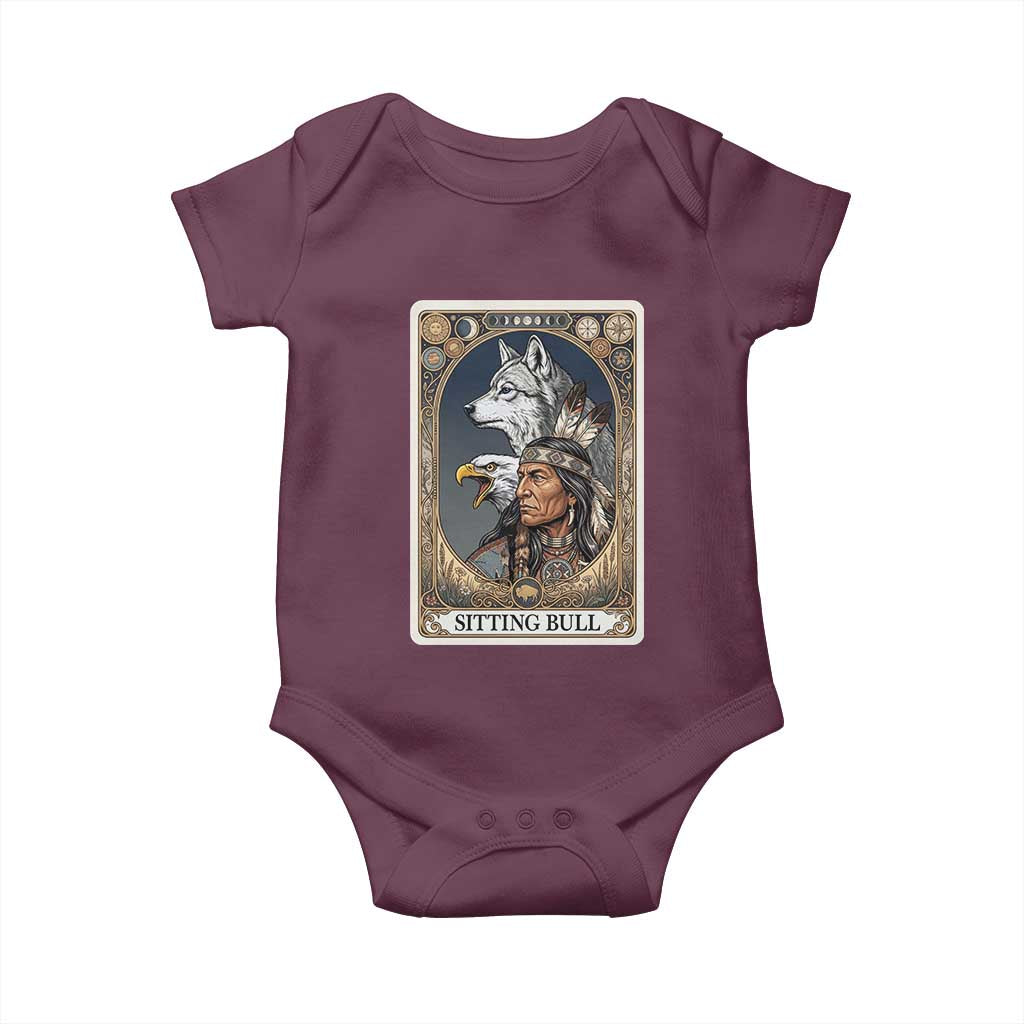 Sitting Bull Native American Chief Baby Onesie Vintage Tarot Card Illustration