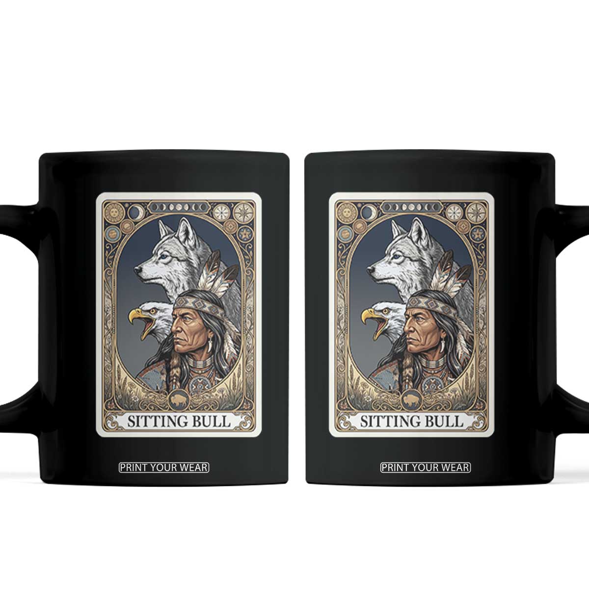 Sitting Bull Native American Chief Coffee Mug Vintage Tarot Card Illustration