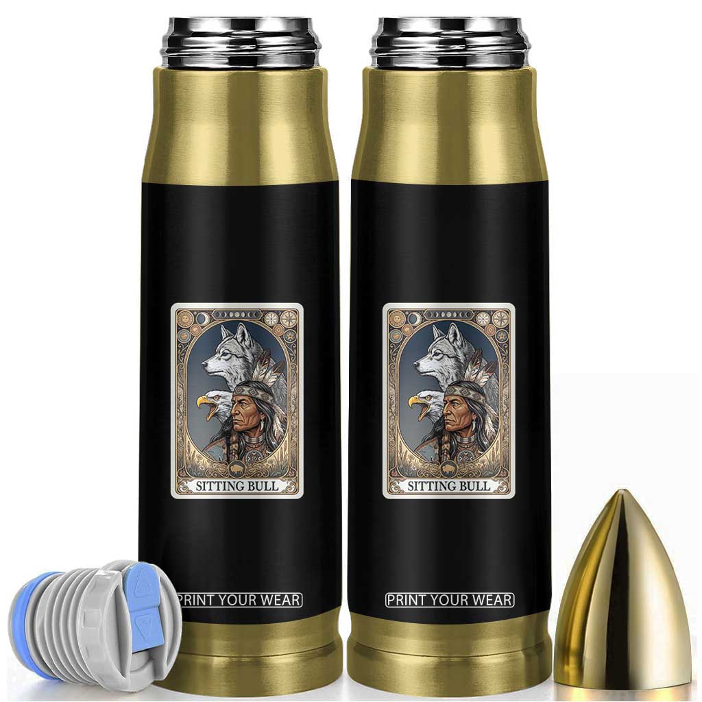 Sitting Bull Native American Chief Bullet Tumbler Vintage Tarot Card Illustration TS12 Black Print Your Wear