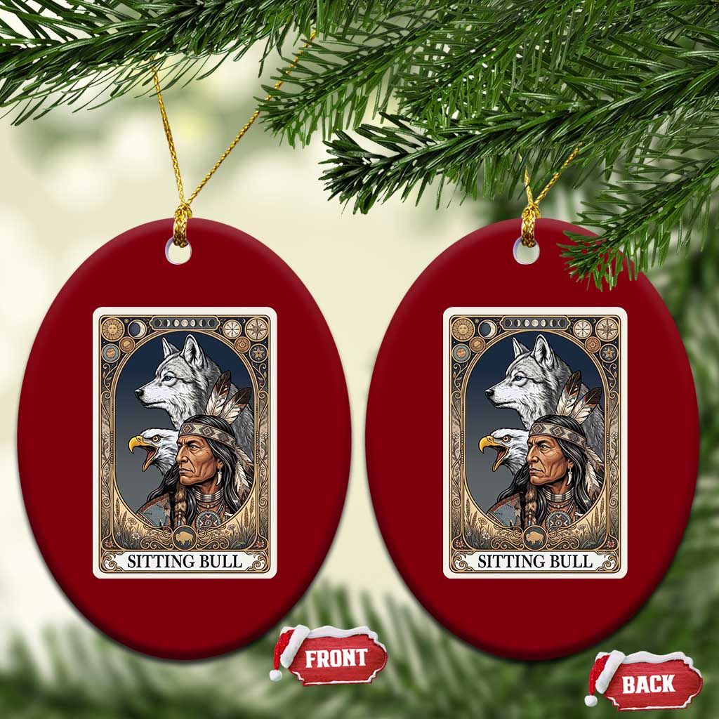 Sitting Bull Native American Chief Ceramic Ornament Vintage Tarot Card Illustration