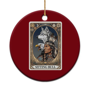 Sitting Bull Native American Chief Ceramic Ornament Vintage Tarot Card Illustration