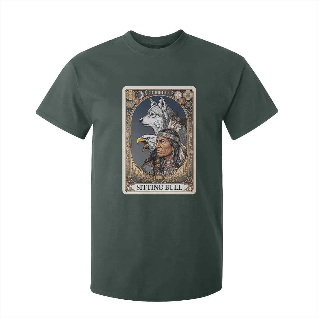 Sitting Bull Native American Chief T Shirt For Kid Vintage Tarot Card Illustration