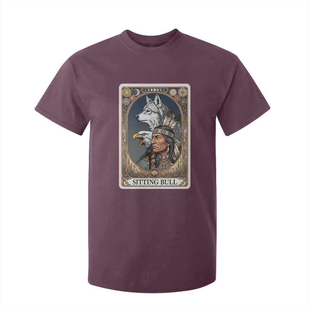 Sitting Bull Native American Chief T Shirt For Kid Vintage Tarot Card Illustration