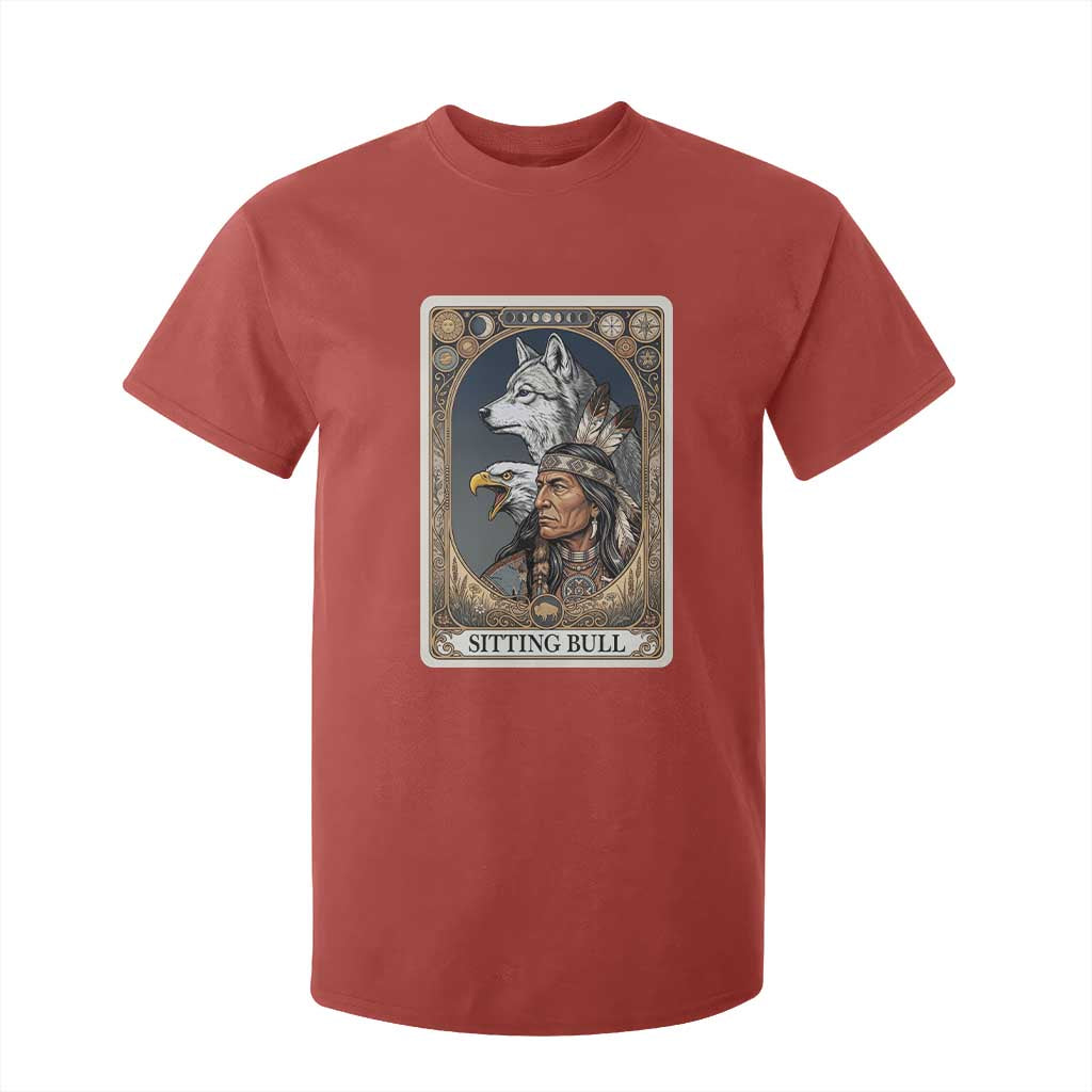 Sitting Bull Native American Chief T Shirt For Kid Vintage Tarot Card Illustration