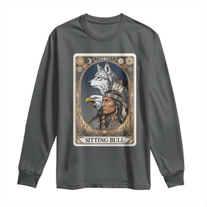 Sitting Bull Native American Chief Long Sleeve Shirt Vintage Tarot Card Illustration