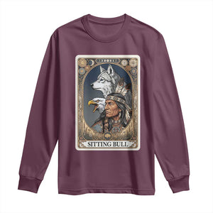 Sitting Bull Native American Chief Long Sleeve Shirt Vintage Tarot Card Illustration