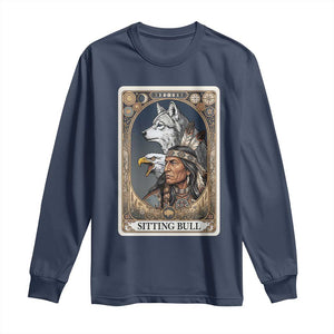 Sitting Bull Native American Chief Long Sleeve Shirt Vintage Tarot Card Illustration