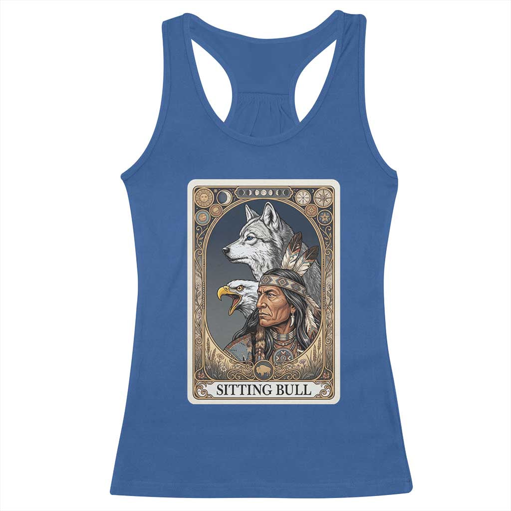 Sitting Bull Native American Chief Racerback Tank Top Vintage Tarot Card Illustration