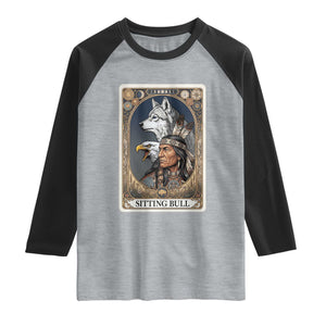 Sitting Bull Native American Chief Raglan Shirt Vintage Tarot Card Illustration