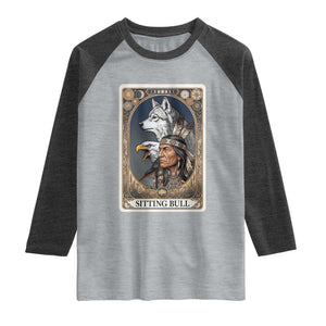Sitting Bull Native American Chief Raglan Shirt Vintage Tarot Card Illustration