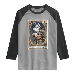 Sitting Bull Native American Chief Raglan Shirt Vintage Tarot Card Illustration