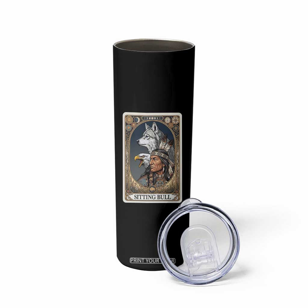 Sitting Bull Native American Chief Skinny Tumbler Vintage Tarot Card Illustration