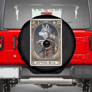 Sitting Bull Native American Chief Spare Tire Cover Vintage Tarot Card Illustration