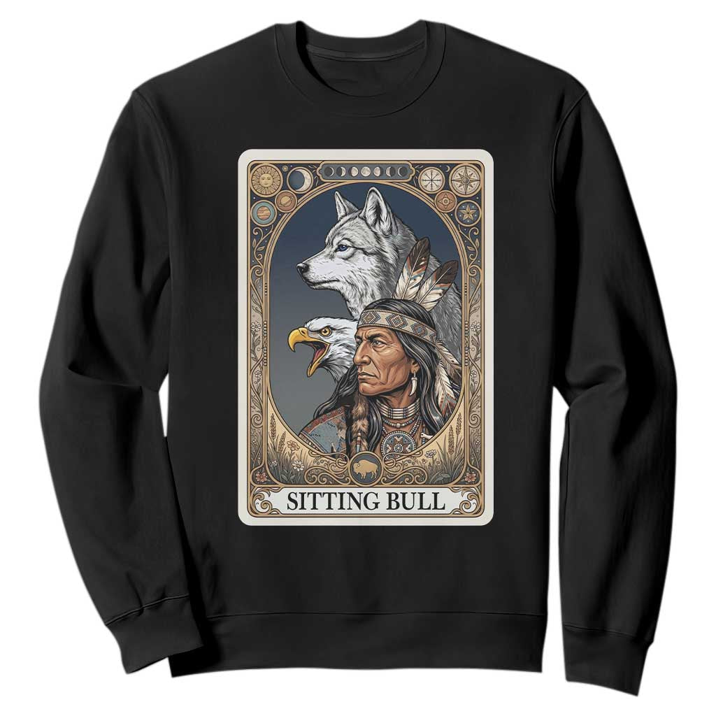 Sitting Bull Native American Chief Sweatshirt Vintage Tarot Card Illustration