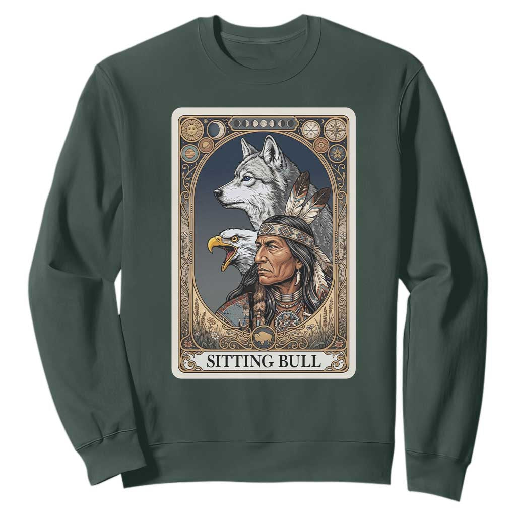 Sitting Bull Native American Chief Sweatshirt Vintage Tarot Card Illustration
