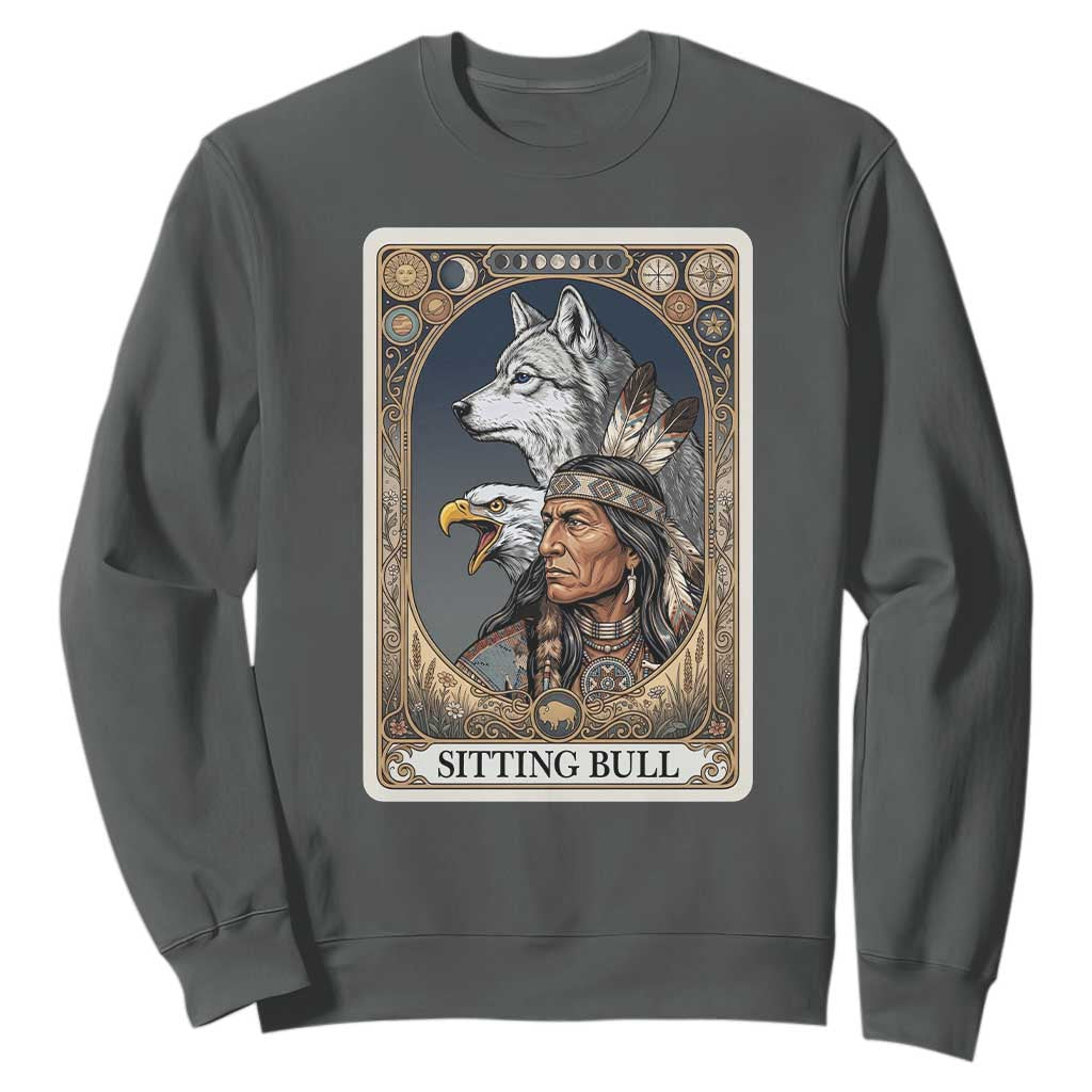 Sitting Bull Native American Chief Sweatshirt Vintage Tarot Card Illustration