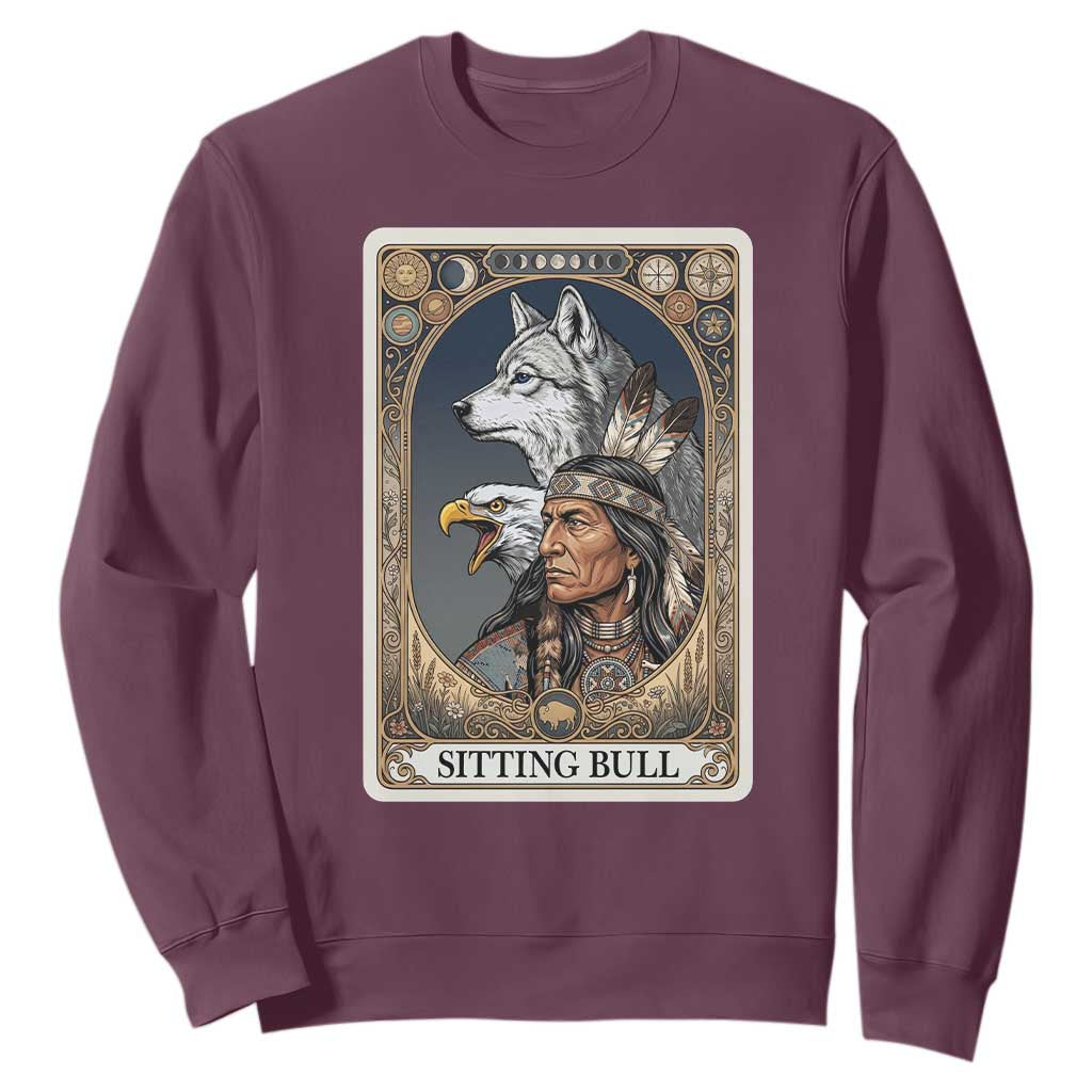 Sitting Bull Native American Chief Sweatshirt Vintage Tarot Card Illustration