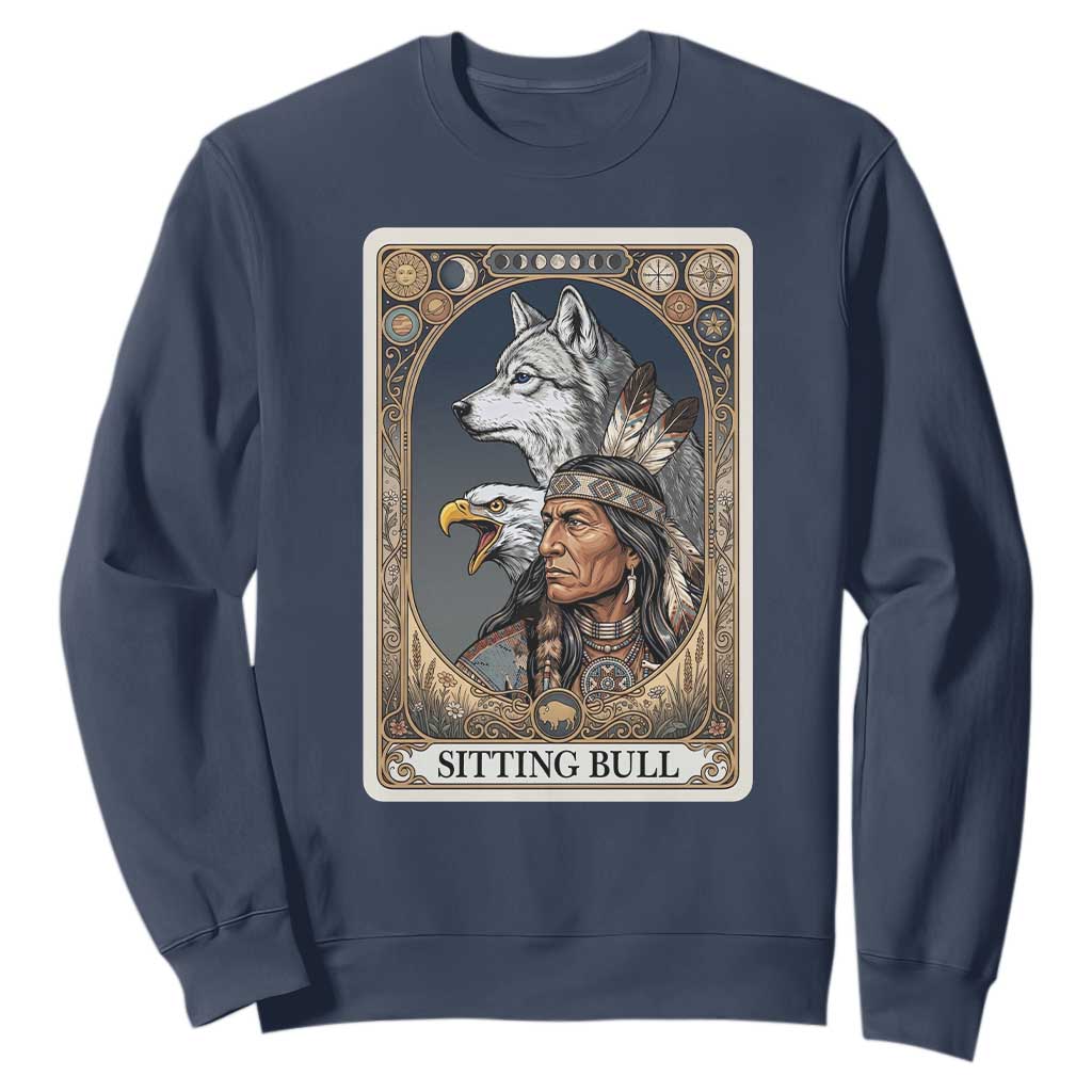 Sitting Bull Native American Chief Sweatshirt Vintage Tarot Card Illustration