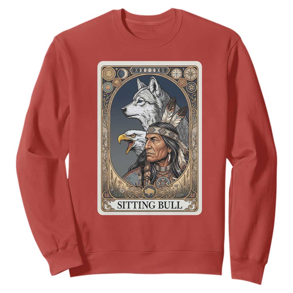 Sitting Bull Native American Chief Sweatshirt Vintage Tarot Card Illustration