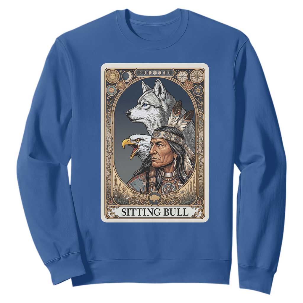 Sitting Bull Native American Chief Sweatshirt Vintage Tarot Card Illustration