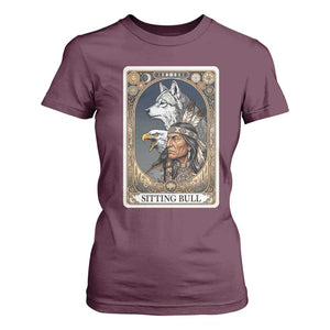 Sitting Bull Native American Chief T Shirt For Women Vintage Tarot Card Illustration