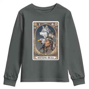 Sitting Bull Native American Chief Youth Sweatshirt Vintage Tarot Card Illustration