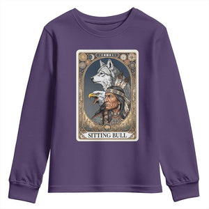 Sitting Bull Native American Chief Youth Sweatshirt Vintage Tarot Card Illustration