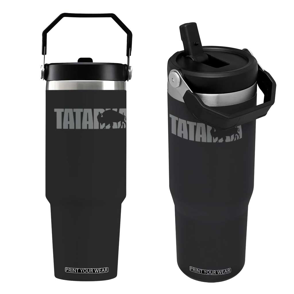 Vintage Tatanka Bison Flip Straw Tumbler Native American Buffalo Graphic TS12 One Size: 30 oz Black Print Your Wear