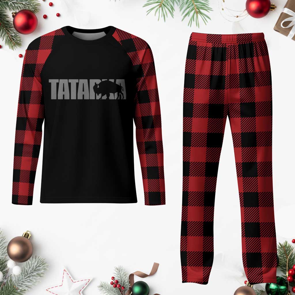 Vintage Tatanka Bison Plaid Pajama Set Native American Buffalo Graphic