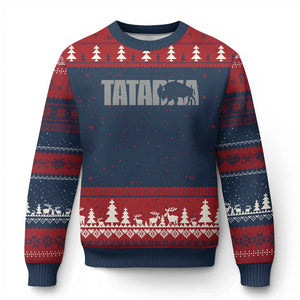 Vintage Tatanka Bison Ugly Christmas Sweater Native American Buffalo Graphic