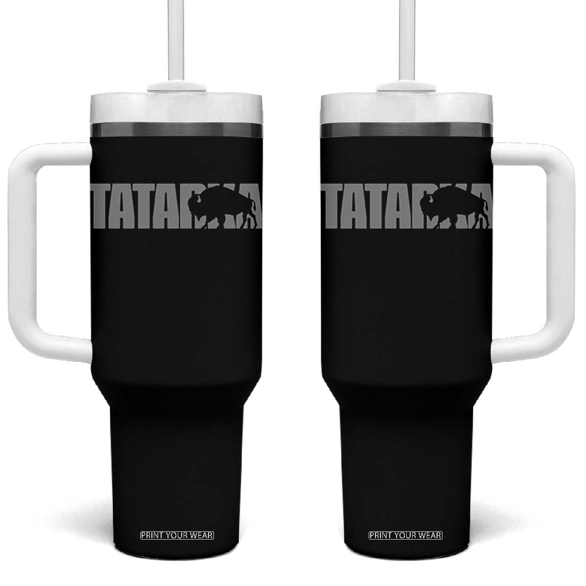 Vintage Tatanka Bison Tumbler With Handle Native American Buffalo Graphic