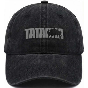 Vintage Tatanka Bison Washed Cotton Baseball Cap Native American Buffalo Graphic