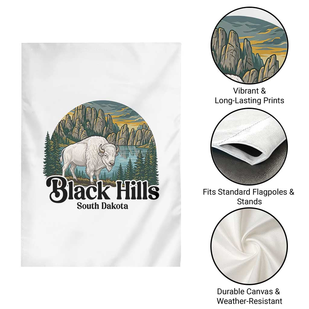 Black Hills South Dakota White Buffalo Garden Flag State Pride Gift