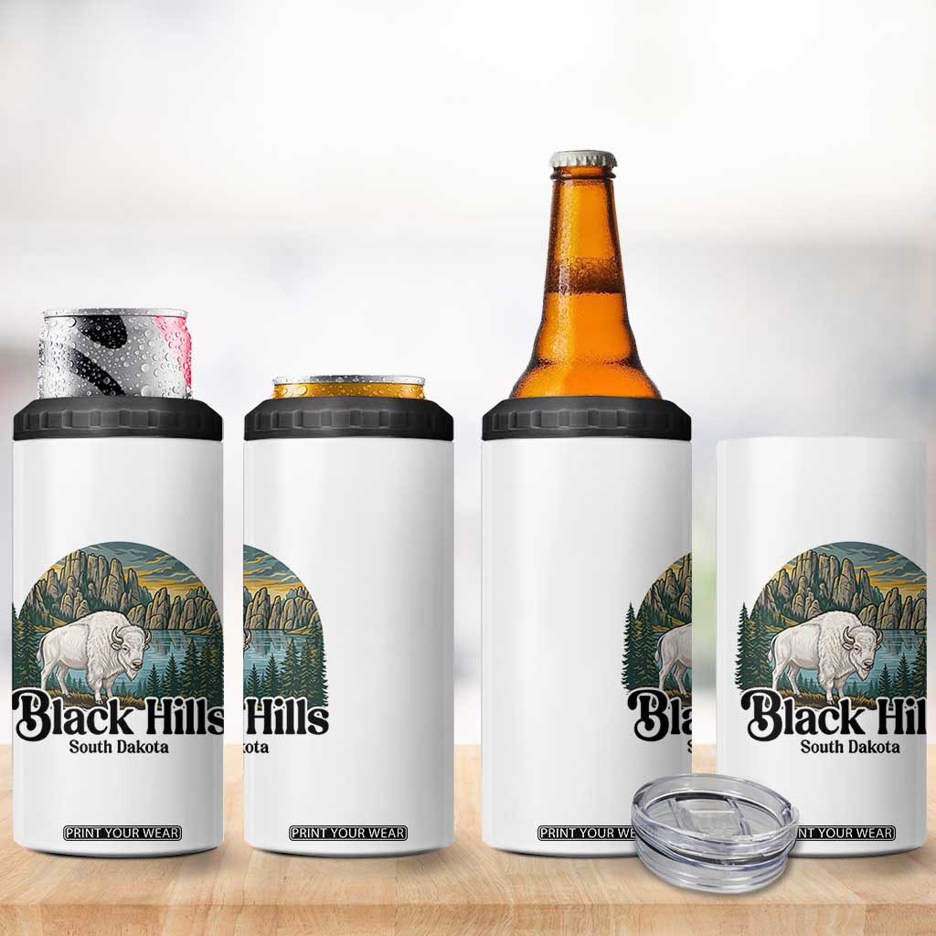 Black Hills South Dakota White Buffalo 4 in 1 Can Cooler Tumbler State Pride Gift
