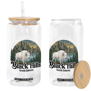 Black Hills South Dakota White Buffalo Glass Can State Pride Gift