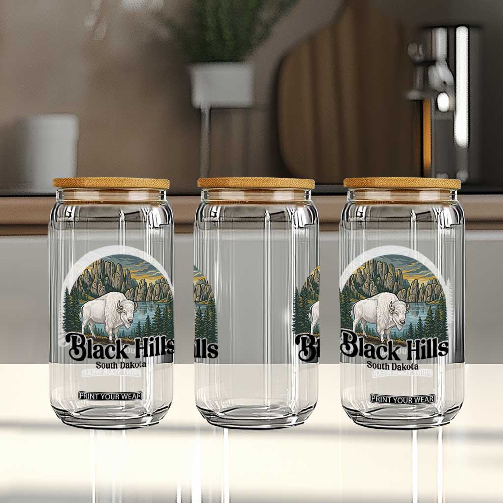Black Hills South Dakota White Buffalo Glass Can State Pride Gift