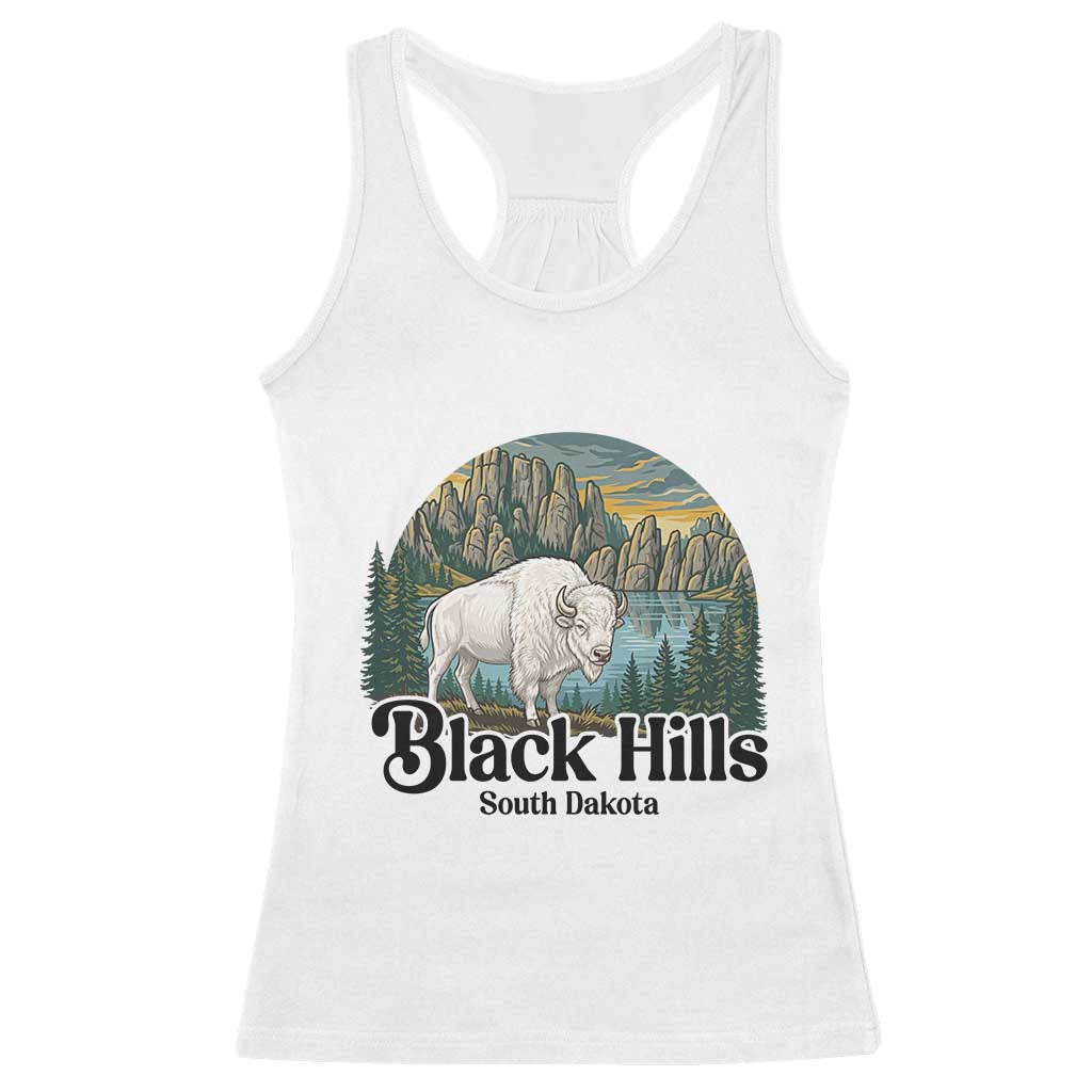 Black Hills South Dakota White Buffalo Racerback Tank Top State Pride Gift TS12 White Print Your Wear
